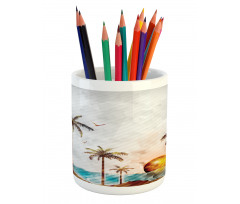 Tropic Landscape Art Pencil Pen Holder