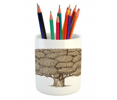 Old Oak Foliage Leaves Pencil Pen Holder