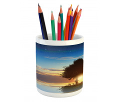 Tree Silhouette Farm Pencil Pen Holder