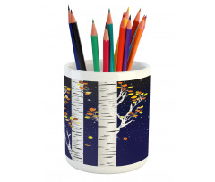 Birch Trees with Foliage Pencil Pen Holder