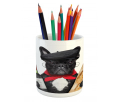 French Dog Red Wine Pencil Pen Holder