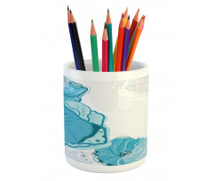 Blue Spring Blossoms Pencil Pen Holder