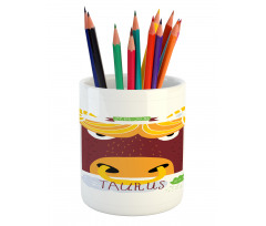 Angry Bull Face Pencil Pen Holder