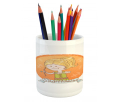 Cartoon Girl Bow Pencil Pen Holder