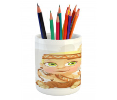 Native Girl Bow Pencil Pen Holder