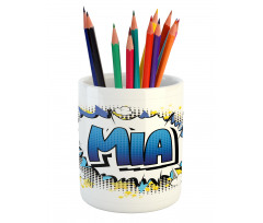 Feminine Name Comic Art Pencil Pen Holder