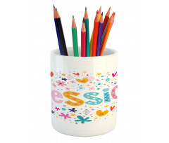 Retro Colorful Motifs Pencil Pen Holder