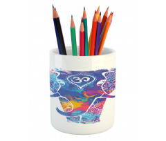 Elephant Paint Smears Pencil Pen Holder