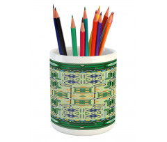 Oriental Shapes Pattern Pencil Pen Holder