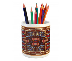 Oriental Rhombus Design Pencil Pen Holder