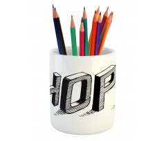 Sketch Letters with Lines Pencil Pen Holder