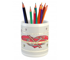 Anchor on Heart Motif Pencil Pen Holder