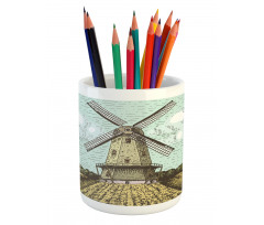 Windmill and Farmland Pencil Pen Holder