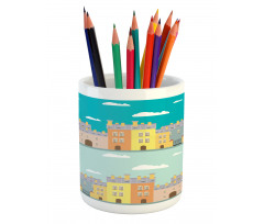 Colorful Cartoon Town Pencil Pen Holder