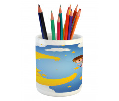 Cartoon Girl Flying Pencil Pen Holder