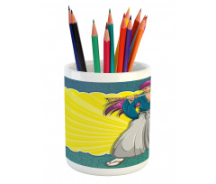 Manga Style Samurai Girl Pencil Pen Holder