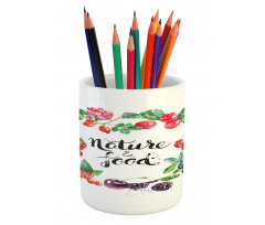 Watercolor Style Berries Pencil Pen Holder