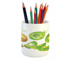 Exotic Vegan Kiwi Pattern Pencil Pen Holder