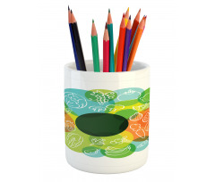 Doodle Vegan Pattern Pencil Pen Holder