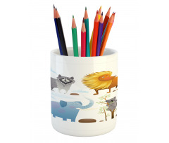 Lion Elephant Raccoon Pencil Pen Holder