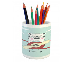 Pilot Bear in Plane Pencil Pen Holder