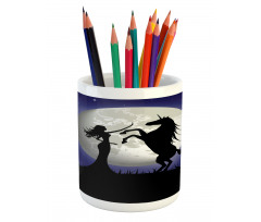 Rampant Horse and Girl Pencil Pen Holder