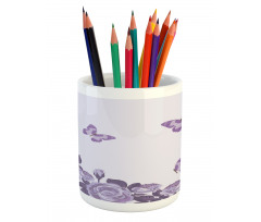 Bridal Roses Butterflies Pencil Pen Holder