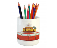 Cartoon Retro Minivan Pencil Pen Holder