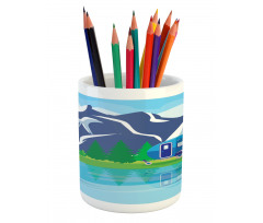 Cartoon Lake Landscape Pencil Pen Holder