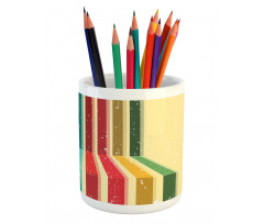 Vintage Colorful Strips Pencil Pen Holder