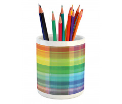 Retro Plaid Pencil Pen Holder