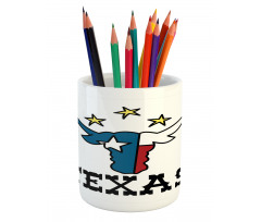 Buffalo Head Flag Pencil Pen Holder