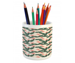 Exotic Flora and Leaves Pencil Pen Holder