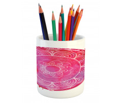 Pink Watercolor Mandala Pencil Pen Holder