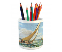 Sailing Wavy Sea Pencil Pen Holder