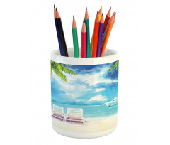 Exotic Beach Palms Pencil Pen Holder