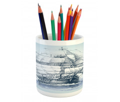 Old Ship at Sea Pencil Pen Holder