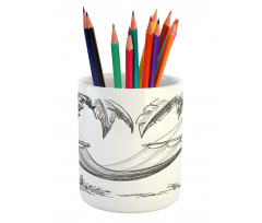 Hammock Palm Trees Pencil Pen Holder