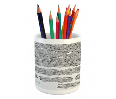 Sketchy Wavy Sea Pencil Pen Holder