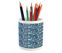 Nautical Doodle Pencil Pen Holder