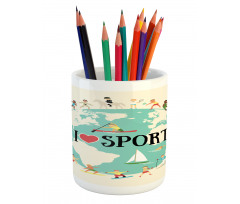 I Love Sports Words Pencil Pen Holder