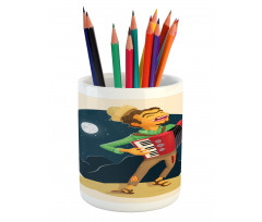 Cheerful Accordion Player Pencil Pen Holder