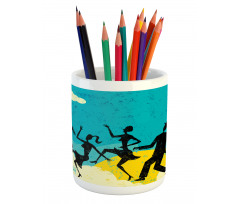 Grunge Silhouette Dancing Pencil Pen Holder