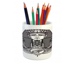 Vintage Pharaoh Tattoo Pencil Pen Holder