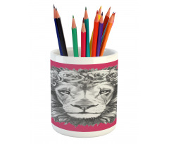 Wild Animal Floral Wreath Pencil Pen Holder