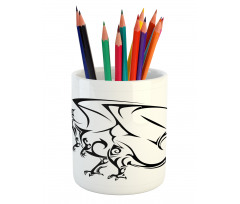 Tribal Dragon Sketch Pencil Pen Holder