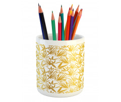 Tropic Bamboo Leaves Pencil Pen Holder