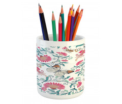 Vintage Floral Art Insects Pencil Pen Holder