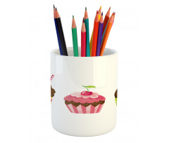 Puffy Party Cupcakes Pencil Pen Holder