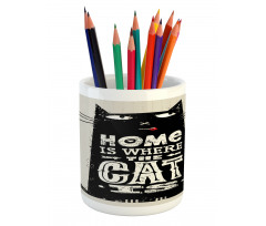 Black Cat Stained Pencil Pen Holder